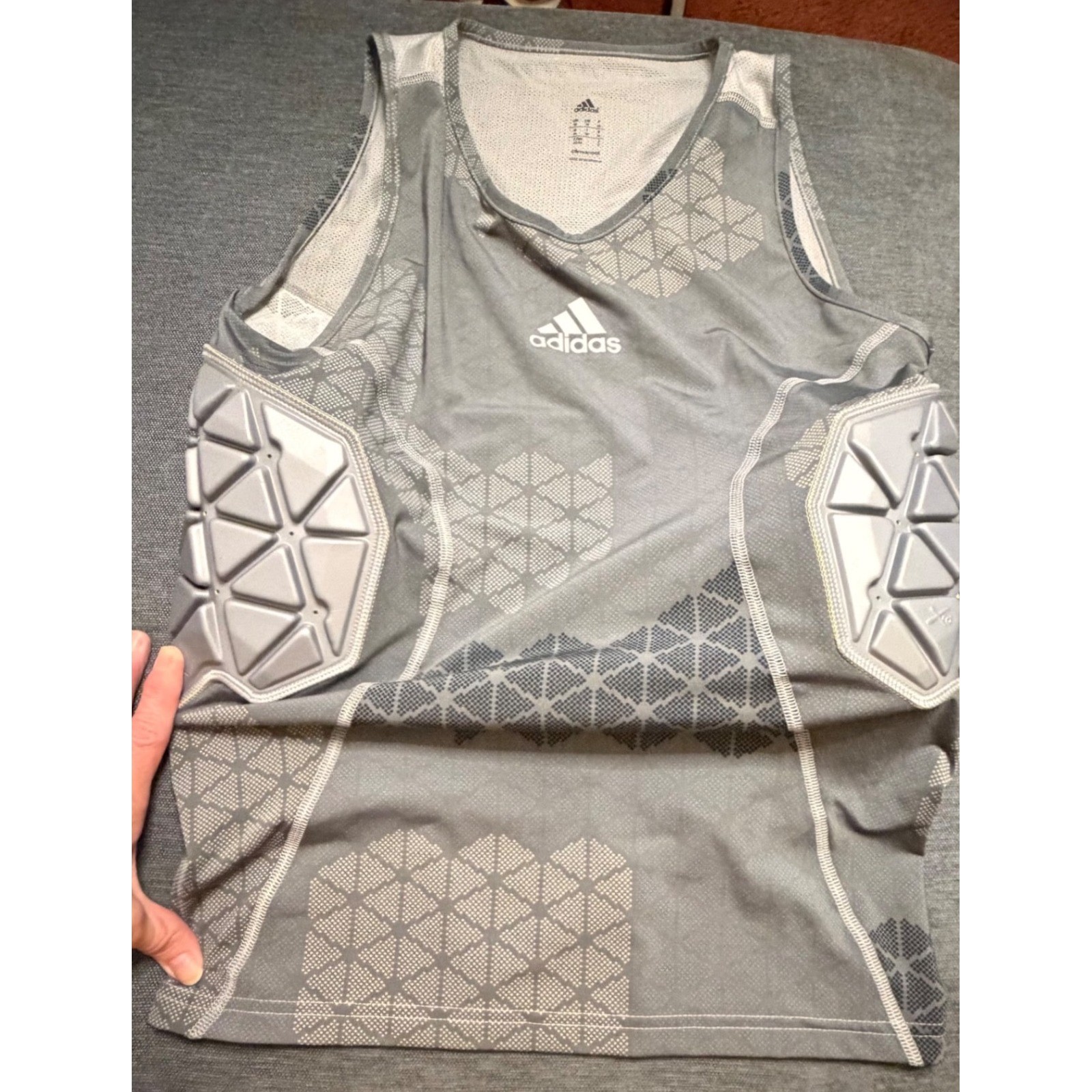 Adidas Climacool Padded Compression Tank Top Mens Medium Grey Football Rib Shirt gallery