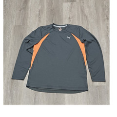 PUMA sportlifestyle Men’s T-Shirt M Gray Orange Long Sleeve Athletic Polyester