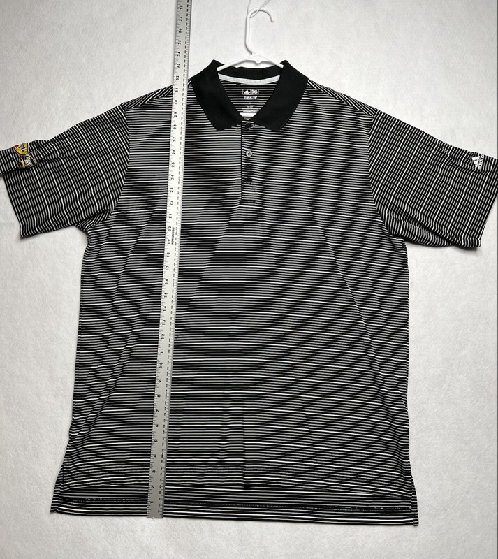 adidas climate men's Short Sleeve polo shirt Black W/White Stripes Size XL gallery