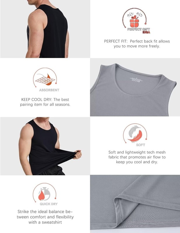 OYGSieg 6 Pack Men Quick Dry Workout Tank Tops Breathable Gym Sleeveless Muscle gallery