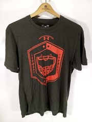 Under Armour T-Shirt Football Helmet Graphic Gray Mens L Loose Heat Gear Charged