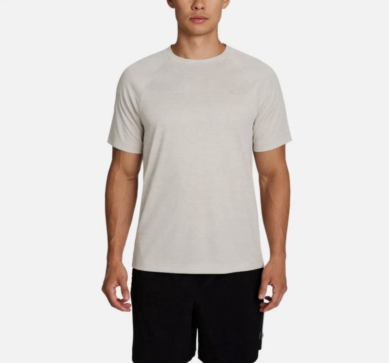 Champion Short Sleeve Active Tee T-Shirt, Men's XXL, Tan, Breathable, NWD - gym gallery