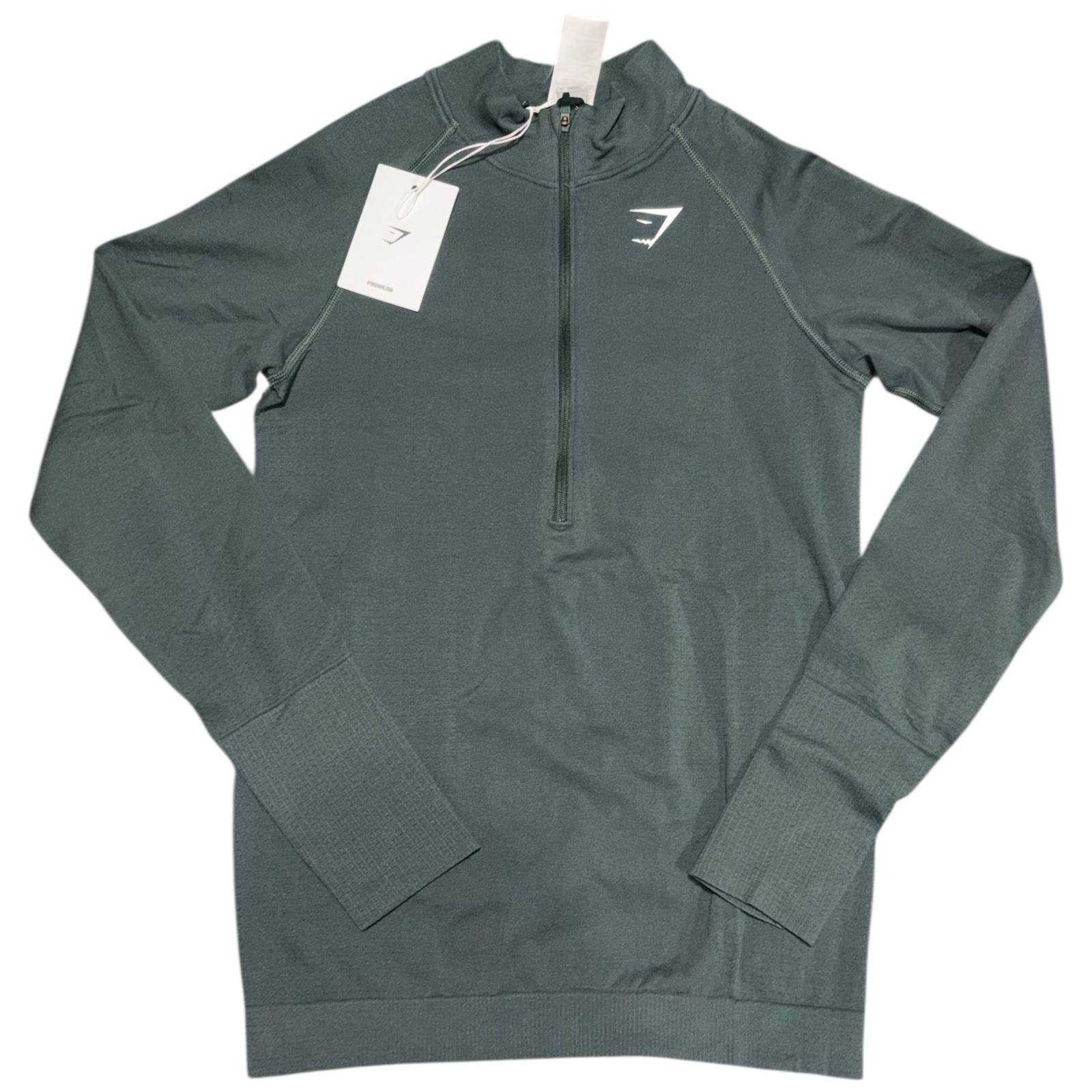 Gymshark Vital Seamless 2.0 Long Sleeved Top Body Fit Green Size Small NEW gallery