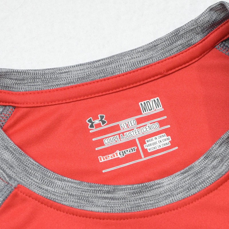 Under Armour Gym Shirt 3/4 Sleeve Red HeatGear Fitted Mens Size Medium gallery