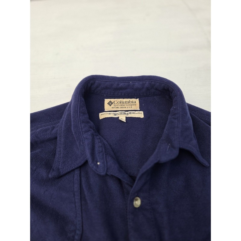 Vtg Columbia Fleece Shirt Jacket Mens L Blue Button Front Long Sleeve Outdoor gallery