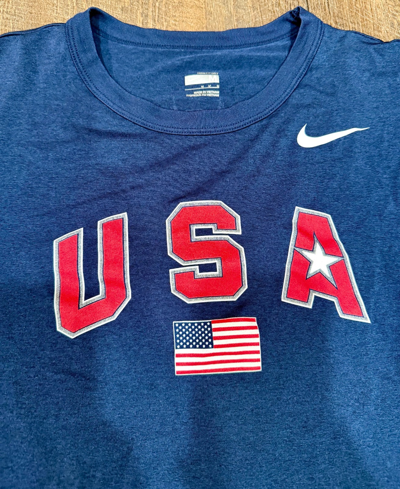 Nike Fit Dry Pro Elite Team USA USATF Running XC Navy Men's M Medium LS T-Shirt gallery