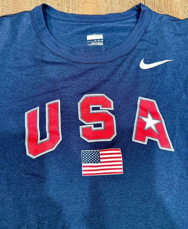 Nike Fit Dry Pro Elite Team USA USATF Running XC Navy Men's M Medium LS T-Shirt gallery