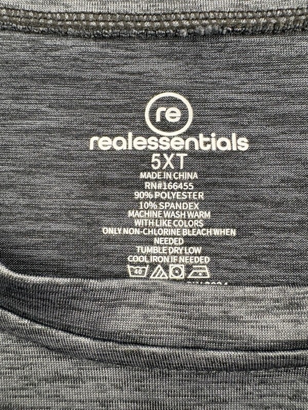 Real Essentials Men's 5XT Gray Long Sleeve Crew Neck Active Stretch T-Shirt gallery