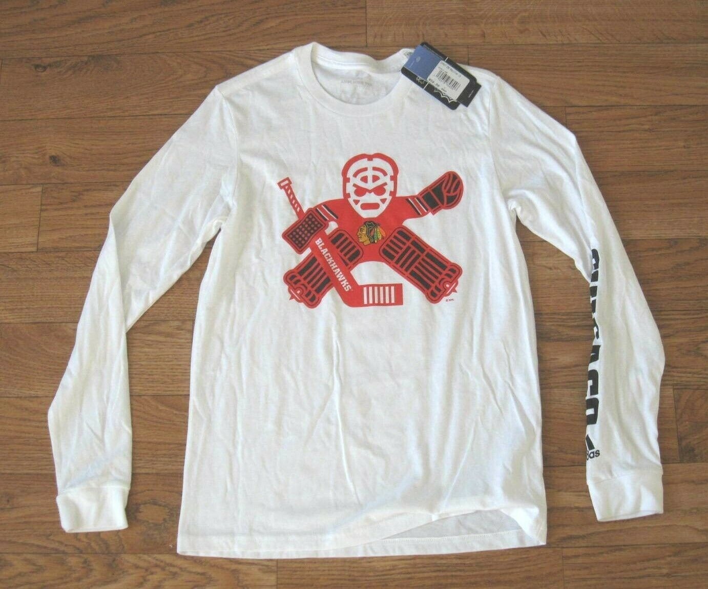 New Men Adidas Amplifier Blackhawks Hockey Long Sleeve Shirt Sz S(Retail $50) gallery