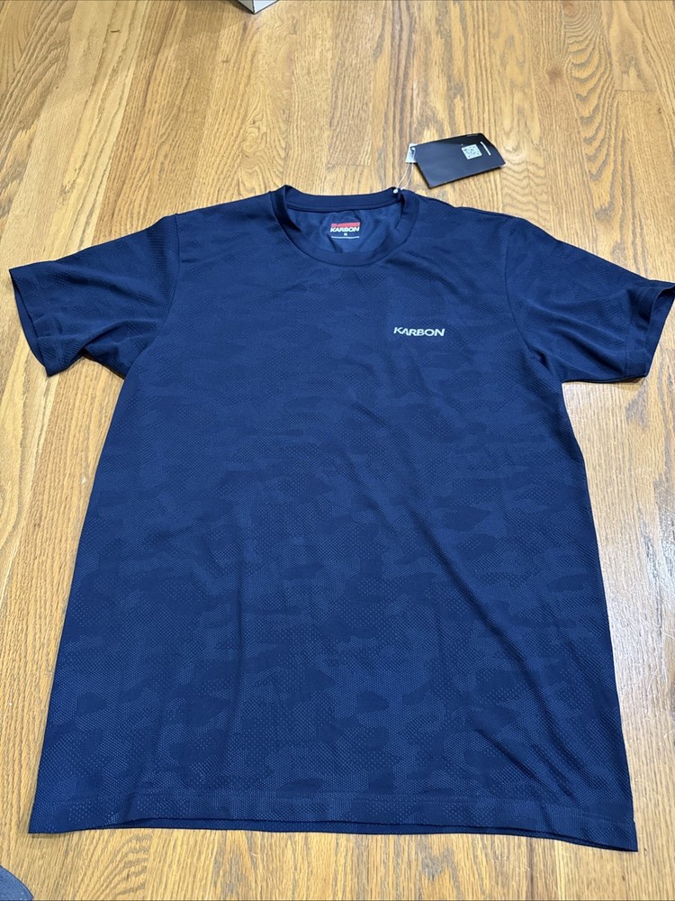 New Men’s Karbon Workout Athletic Size Medium m Navy Blue T Shirt Top NWT Weight