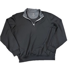 Fairway & Greene F&G Tech 1/4 Zip Mock Neck Pullover Black Gray L