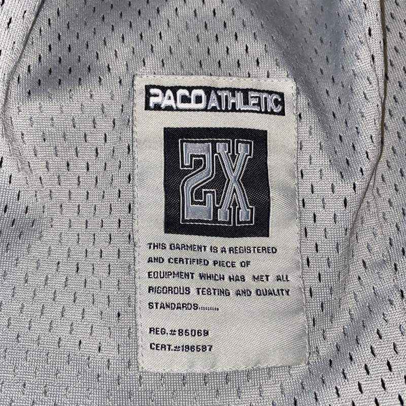 Vintage Y2K PACO Football Jersey Silver Black Mesh Size 2XL Oversized Streetwear gallery