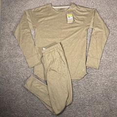 Nike Yoga Dri-FIT Mens Long Sleeve Training Top Bottoms Tan FB7775 Set Small NEW