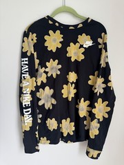 RARE Nike Shirt Have A Nike Day Long Sleeve Shirt Black Pixel Floral Mens M