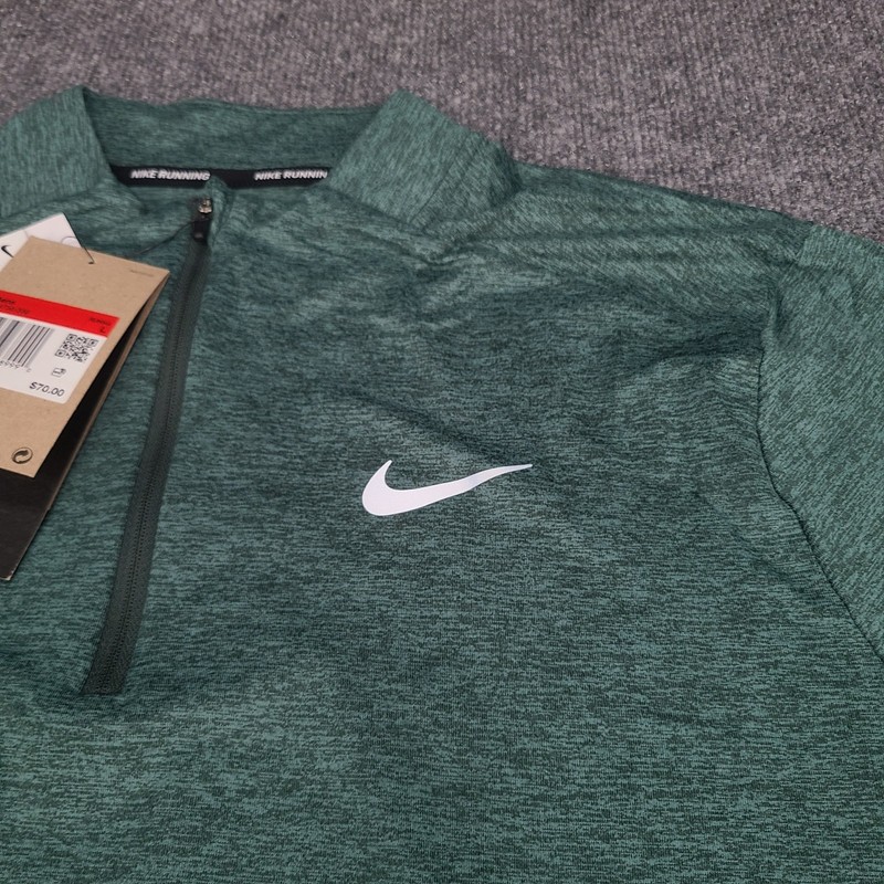 Nike Shirt Mens Large Vintage Green Zip Long Sleeve Element Running Pullover UPF gallery