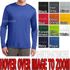 Mens Long Sleeve T-shirt Dry Zone Performance Moisture Wicking Gym XS-2X, 3X, 4X