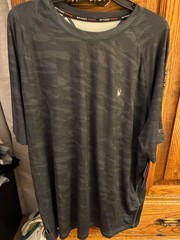 #373 NWT SPYDER SWIM RASH GUARD SHIRT BLACK DIGITAL CAMO MENS XL UPF 30