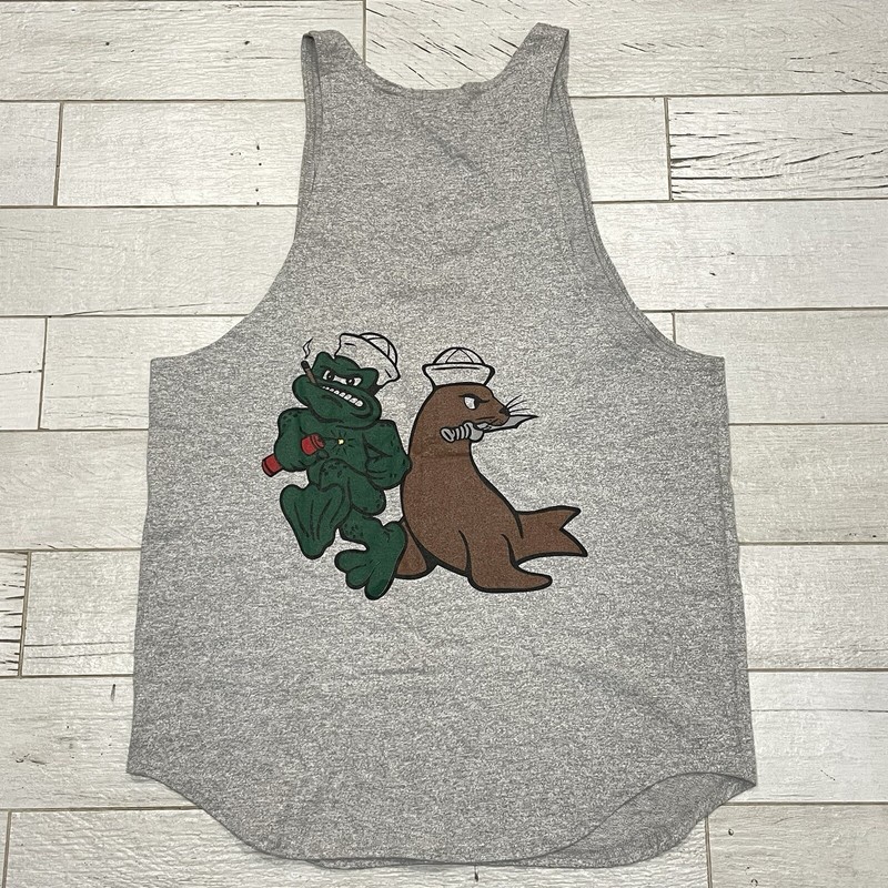 Vintage Frogmen SEALs Tank Top Mens Large Gray Made in USA UDC Navy MV Sport NEW gallery