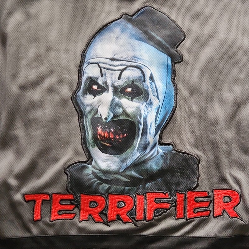 Terrifier Art the Clown Hockey Jersey Men's M Gray Black Graphic Print gallery