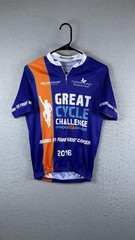 Blackchrome Great Cycle Challenge Cycling Jersey Mens Small Blue Full Zip 2016