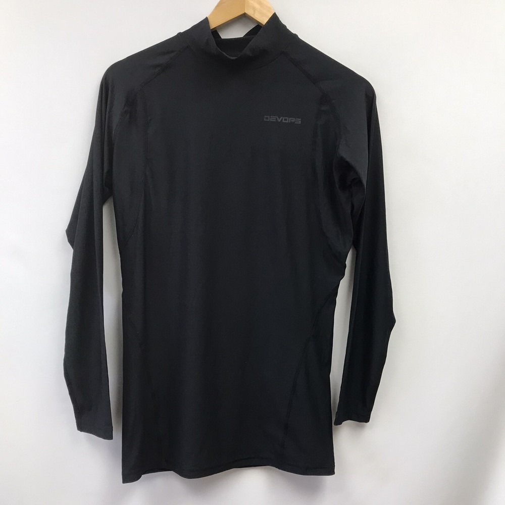 Devops Mens Size M Activewear Shirt Black Long Sleeve