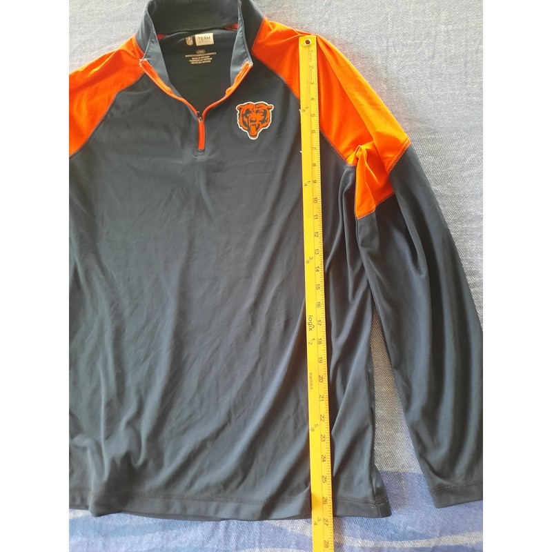 NFL Team Apparel Chicago Bears Quarter Zip Pullover Mens Large Navy Blue Orange gallery