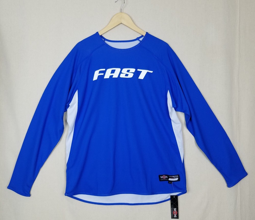 FAST / Shirts & Skins Mens Blue Hybrid Tech Poly Basketball Sport Shirt size L