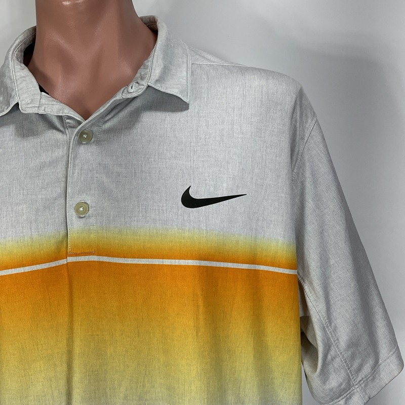 Nike Golf Polo Shirt Mens XL Neon Yellow Gray Dri-Fit Standard Fit Performance gallery