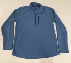 Orvis 1/4 Zip Thermal Base Layer Blue Waffle Knit Fleece Pullover Men’s M KE11