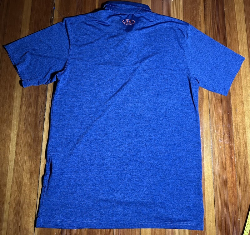 Under Armour Golf Shirt Solid Blue Poly Spandex Loose HeatGear Mens 3XL gallery