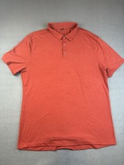 Lululemon Evolution Orange Tech Polo Short Sleeve Logo Mens L-XL Stretch