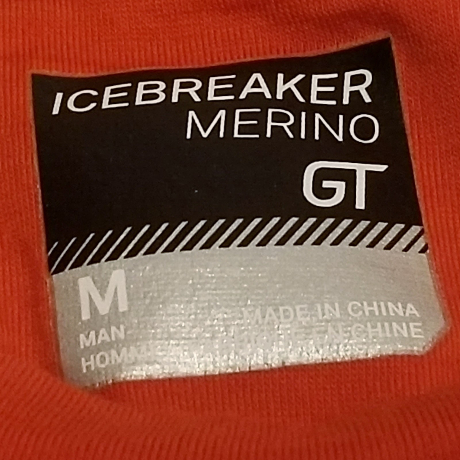 Icebreaker Shirt Men Size Medium Orange Merino GT Wool Blend Stretch Thumb Holes gallery