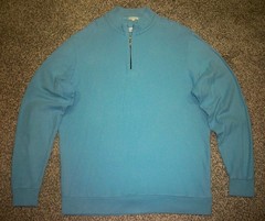 NWOT Men’s PETER MILLAR Crown 1/4 Zip Pullover XL SKY BLUE w/Morgan Stanley Logo