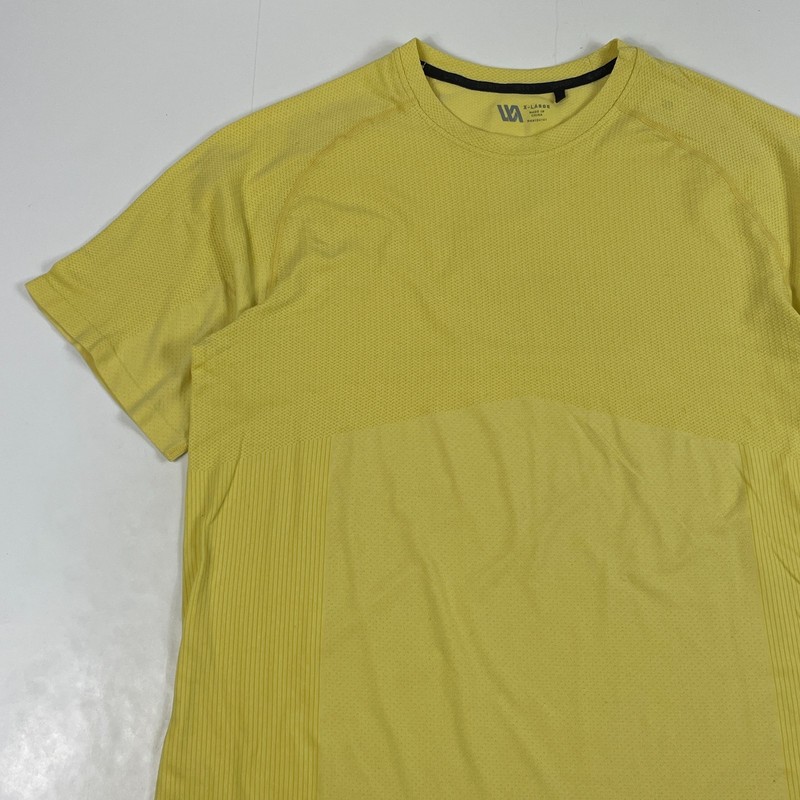 VRST Shirt Mens Extra Large Yellow Circuit Seamless Short Sleeve Workout Stretch gallery
