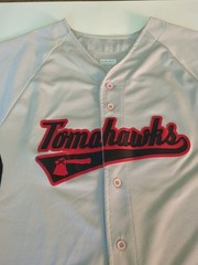 Tomahawks Adult Large Baseball Jersey Augusta Sportswear Black Red And Gray 34