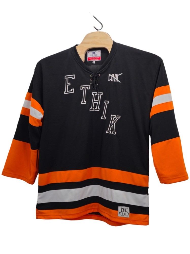 ETHIK Athletics Hockey Jersey XXL Black Orange Worldwide 90 Streetwear Urban