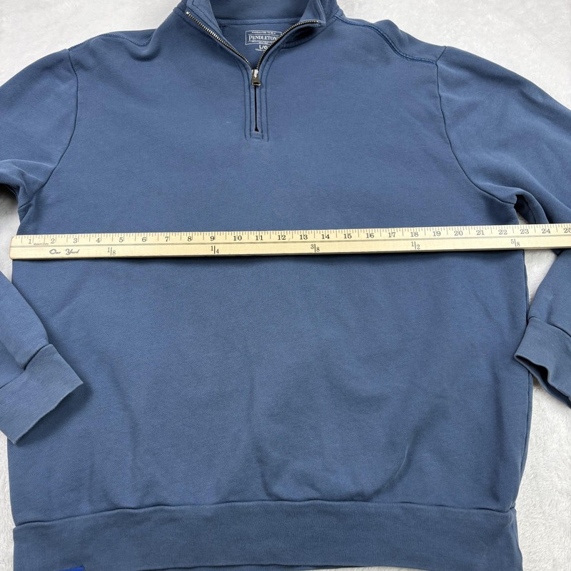 Pendleton Pullover Mens L Blue 1/4 Zip Mock Neck Terry 100% Cotton Tagless gallery
