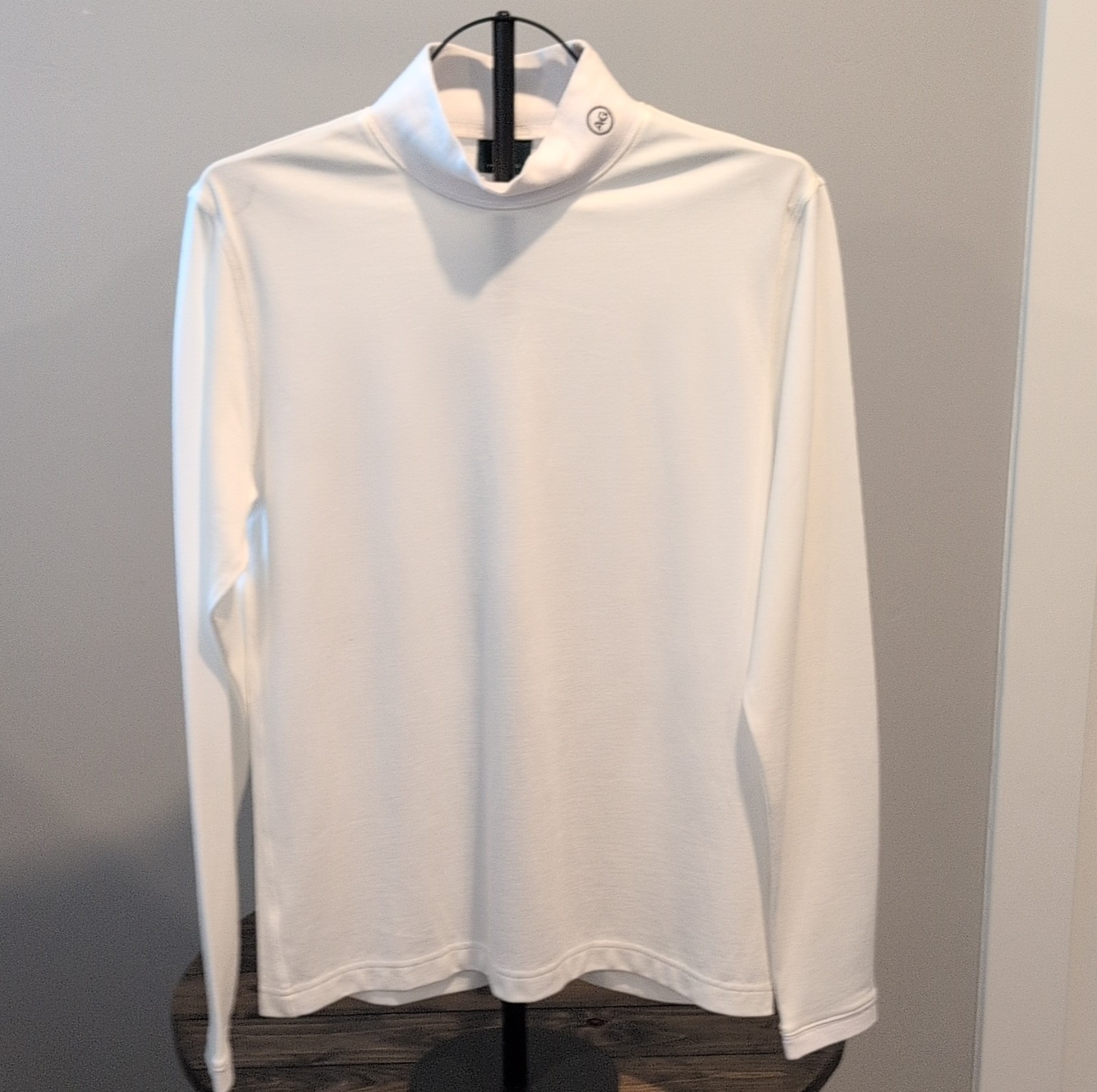 AG Green Label Men's White Mock Neck T-Shirt Long Sleeve Solid M gallery
