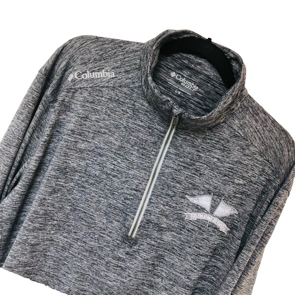 Columbia Golf Performance Zip Pullover Mens L Gray Bay Harbor Yacht BHYC
