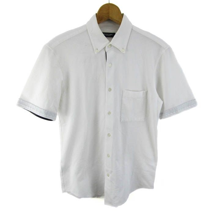 Black Label Crestbridge Short Sleeve Shirt Top Button-Down Waffle Fabric gallery