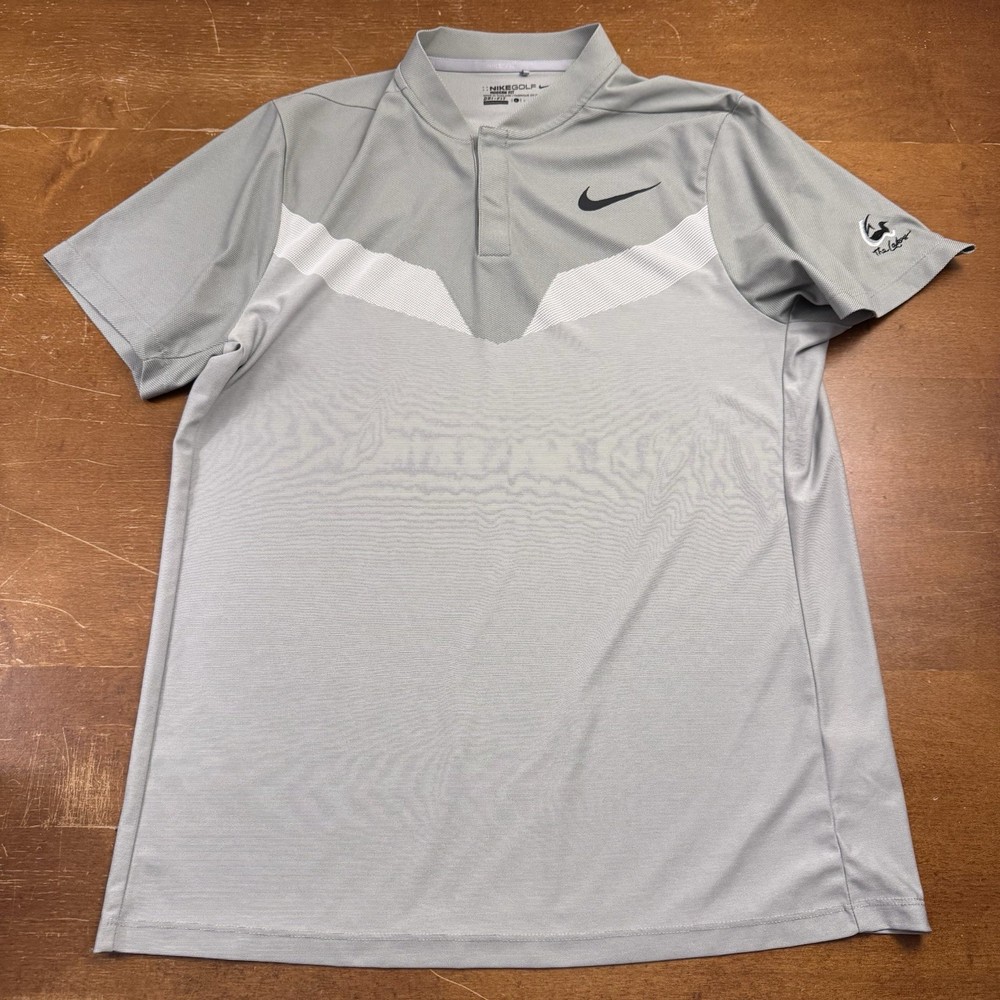 Nike Shirt Mens Large Gray Henley Golf Short Sleeve Snap Modern Fit