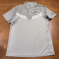 Nike Shirt Mens Large Gray Henley Golf Short Sleeve Snap Modern Fit