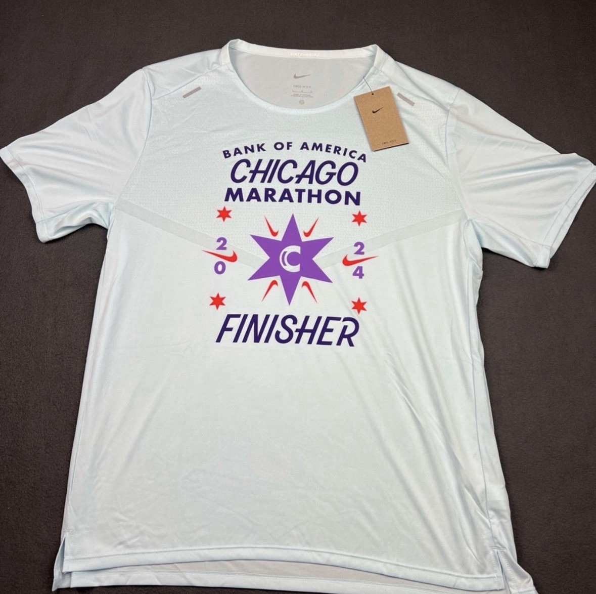Nike Chicago Marathon 2024 Finisher Dri-fit Running Shirt Men’s XL FV6330-474 gallery
