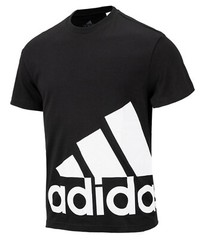 Adidas Men Giant Logo Shirts Training Black T-Shirt Run Casual Tee Jersey HE1830