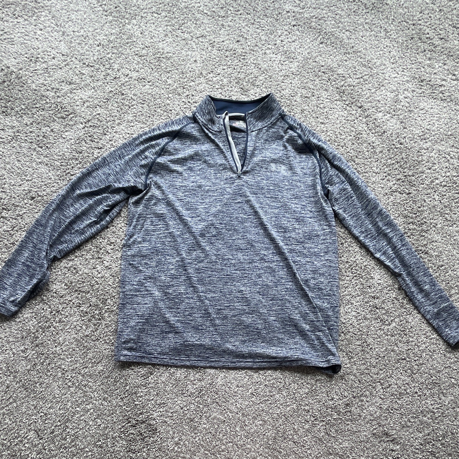 Under Armour HeatGear Men's L Blue/Gray Heather 1/4 Zip Mock Neck Pullover gallery