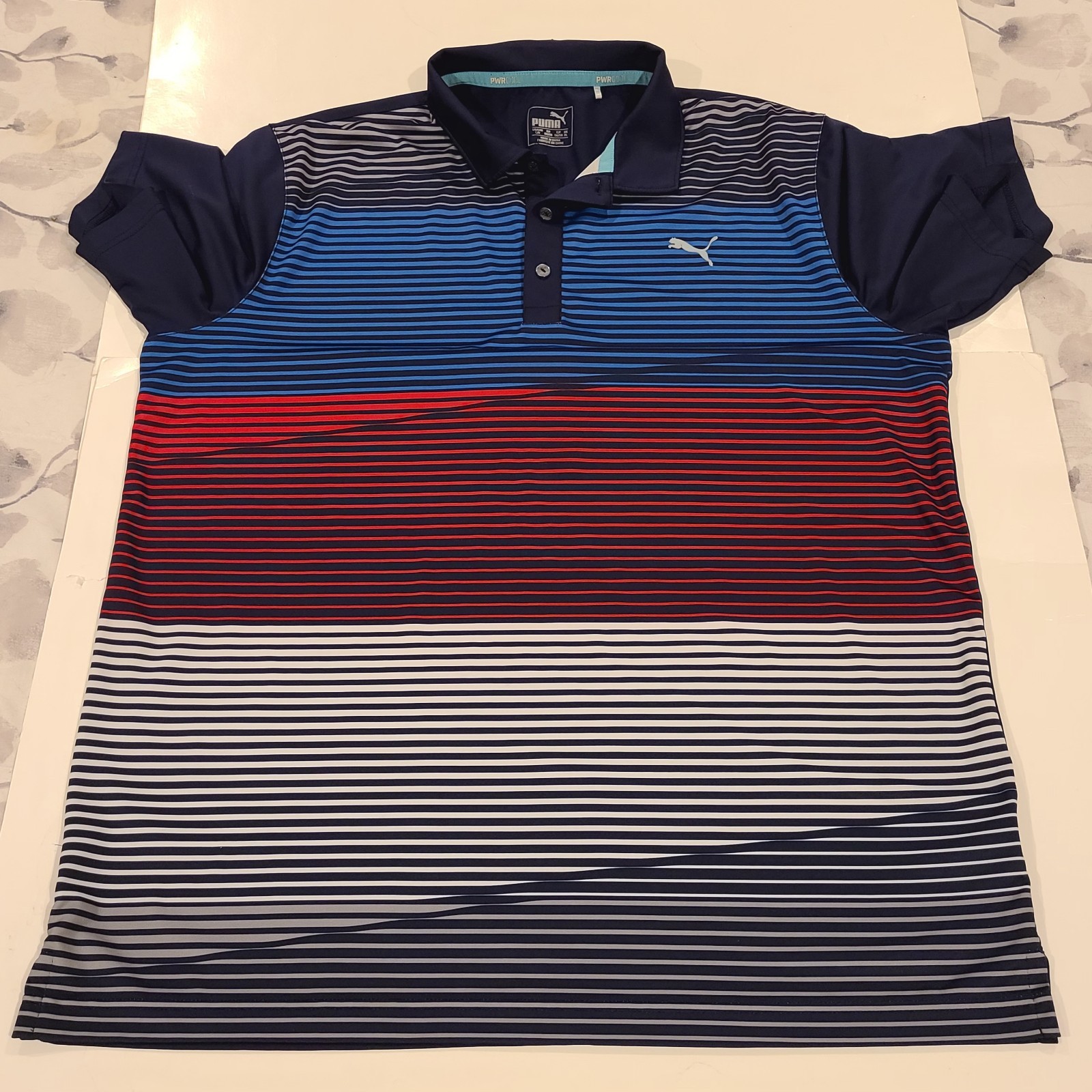 New Puma Mens Large Button Up Short Sleeve Shirt Dry Cell Pwr Cool Pullover gallery