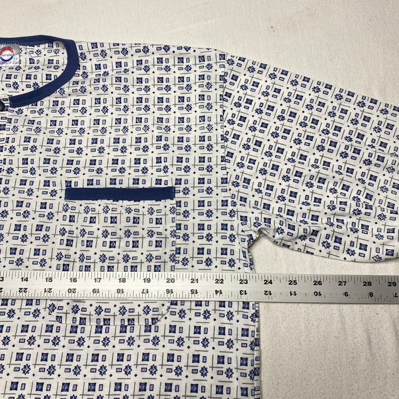 Morales Lounge Shirt sz 44 White Blue Henley 90s Retro Casual Retro Dad VINTAGE gallery