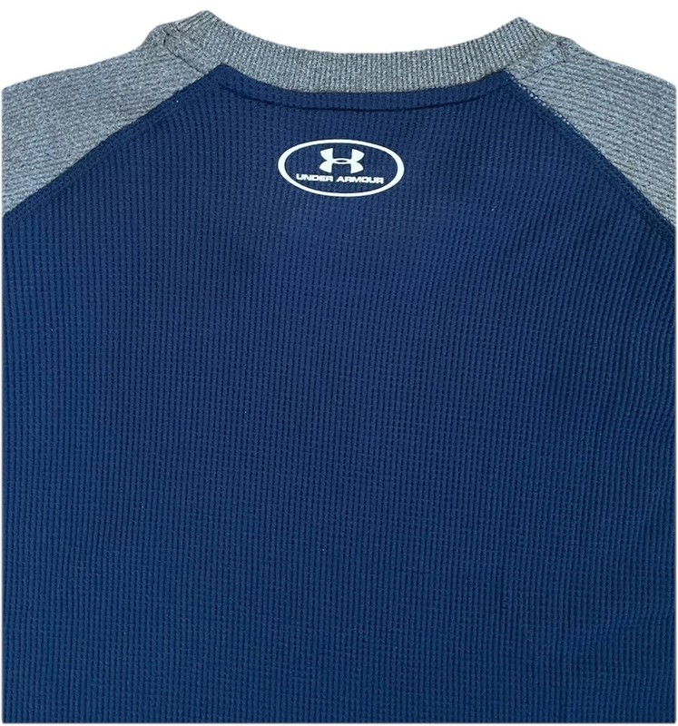 NWT Under Armour Men's UA Waffle Crew Long Sleeve Shirt Comfort Blue Gray Size L gallery