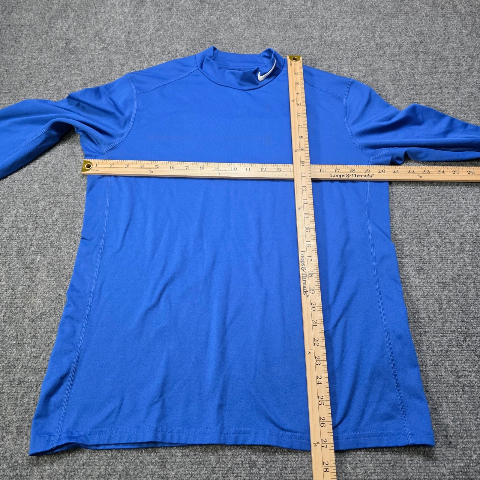 Nike Large Lee Dri Fit LS Mock Neck Athletic Shirt Royal Blue Fitted Fce Lined gallery