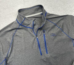 L L Bean 1/4 Zip Long Sleeve Shirt Mens L Reg Gray Blue Logo Pocket